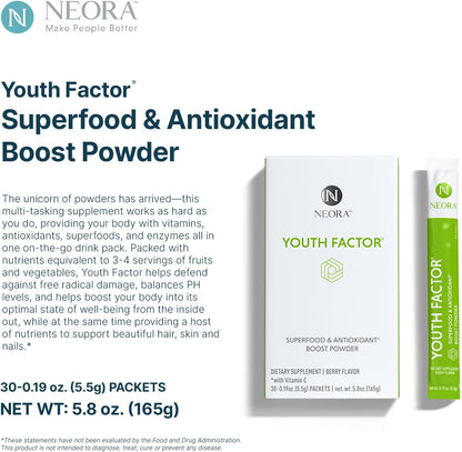 NEORA Youth Factor Superalimento en Polvo - Apoyo para Piel, Cabello y Uñas - 30 Sobres – Image 3