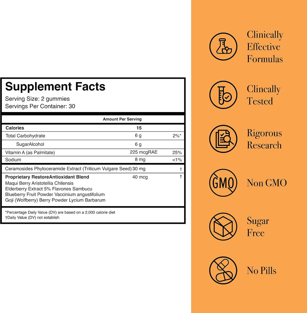 Glotrition Afterglo Gummies – Luteína y Antioxidantes para la Protección de la Piel 60 unidades