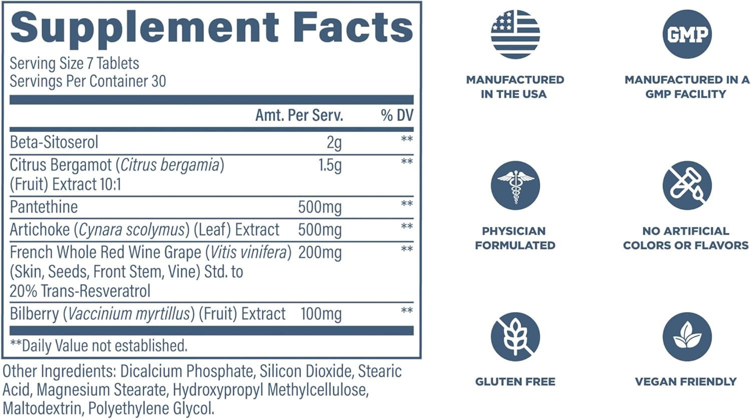 Revive MD Lipid Support - Fórmula para el Apoyo Lipídico con Beta Sitosterol, Bergamota de Citrus y Pantetina (30 dosis)