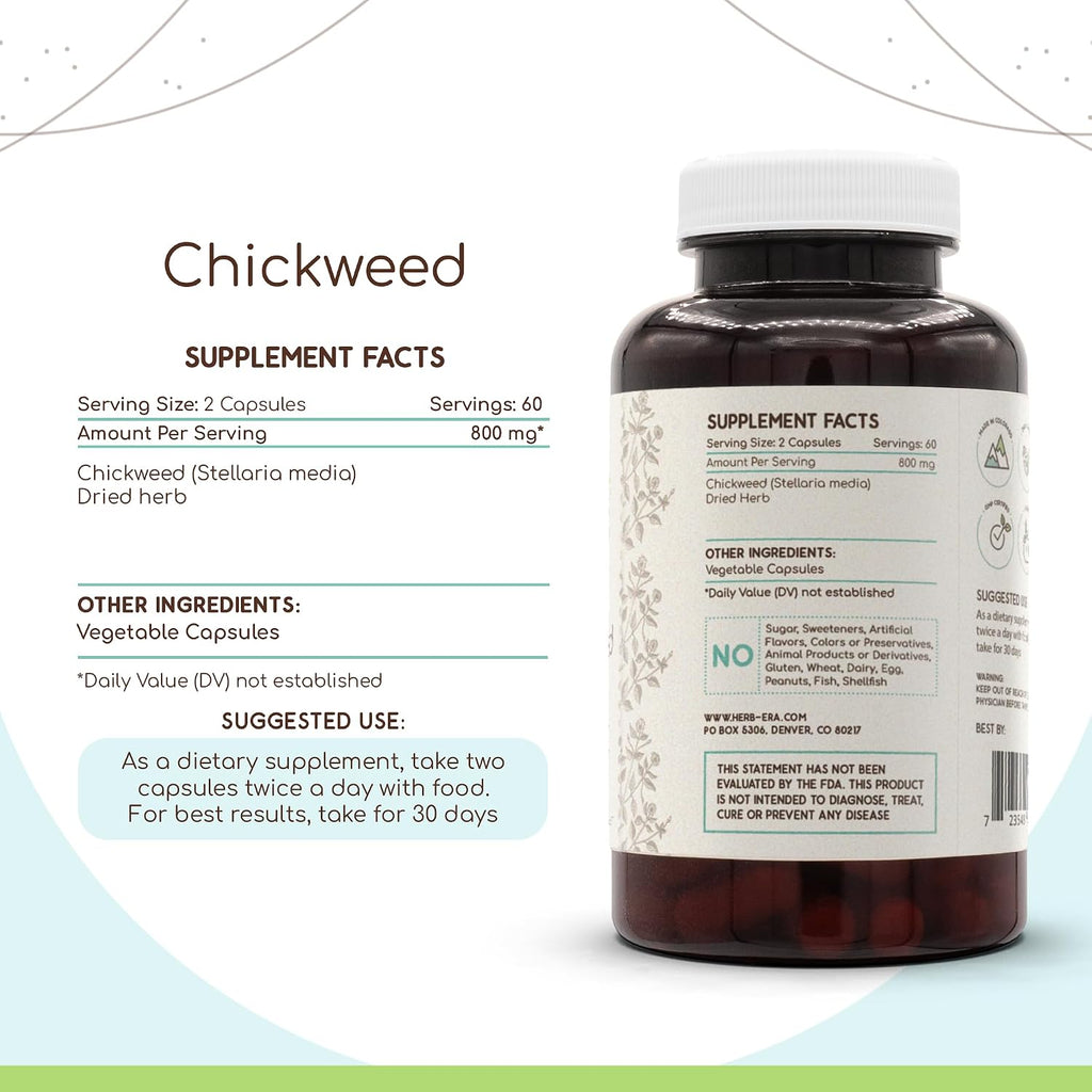 HerbEra Chickweed (Stellaria Media) 800 mg - 120 Cápsulas