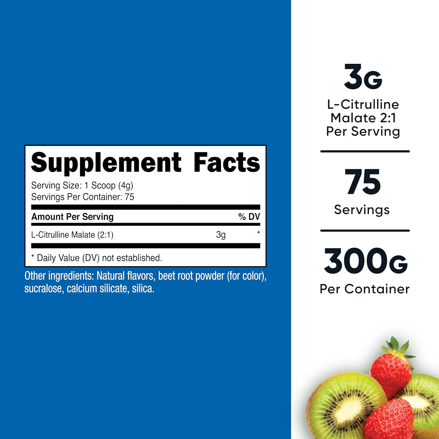 Nutricost L-Citrulina Malato 2:1 (300 g) (Sabor Strawberry Kiwi)