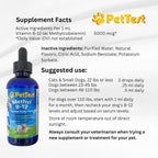 PetTest Methyl B12 Gotas Líquidas para Mascotas - 5000 mcg de Metilcobalamina - 118 ml