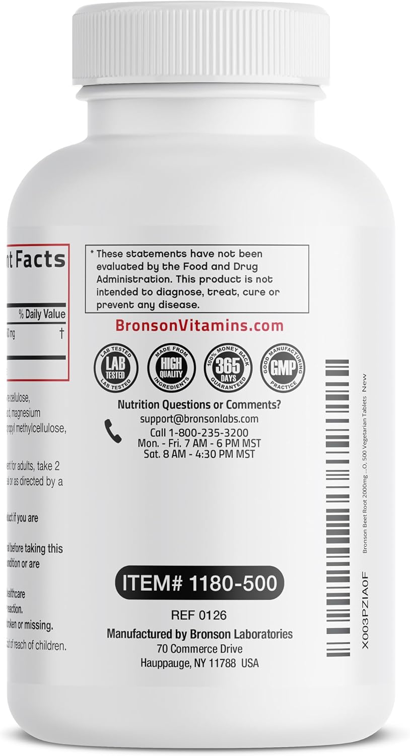 Bronson Raíz de Remolacha Extra Strength - 500 Comprimidos Vegetarianos