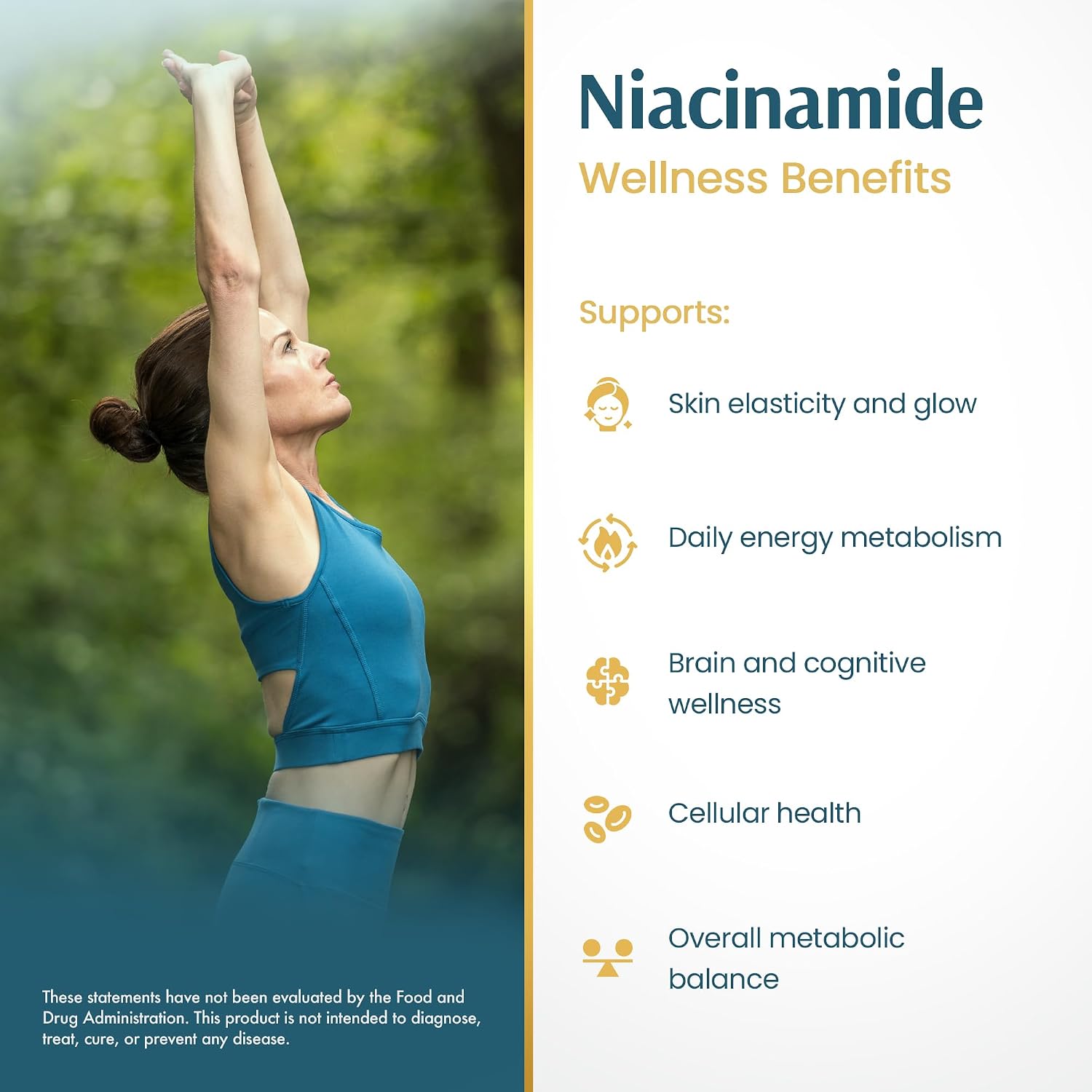 Vykee Nutrition Niacinamida 500 mg - Complemento de Vitamina B3 para el Bienestar de la Piel, Energía Celular y Apoyo Metabólico - Vegano, Sin OGM, Sin Gluten - 120 Cápsulas