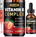 CFILIHTC Complejo B Líquido, Gotas de Vitaminas B con B1, B2, B3, B5, B6, B7, B9 y Metil B12 - Sabor Fresa, Vegano