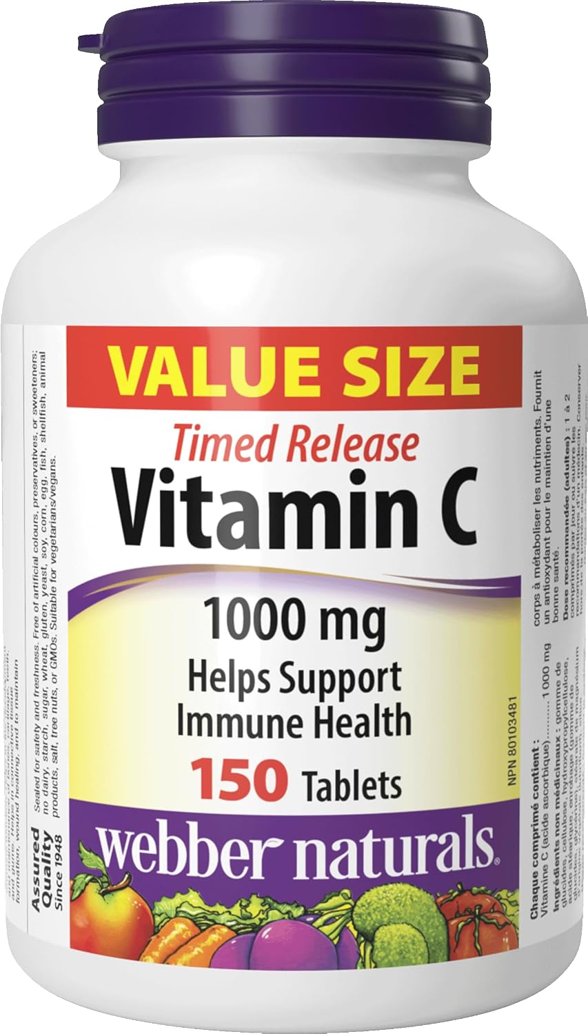 Webber Naturals Vitamina C Liberación Prolongada 1000 mg, 150 comprimidos
