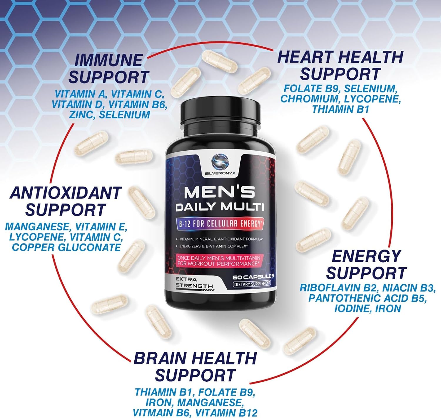 Multivitamínico para Hombres - Complejo de Vitaminas y Minerales, 60 Cápsulas