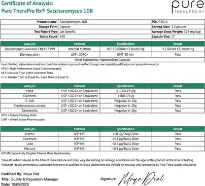 Pure Therapro Rx Saccharomyces Boulardii Probióticos 10B UFC 240 Cápsulas – Image 9