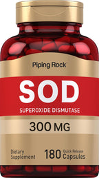 Piping Rock Superóxido Dismutasa (SOD) 300 mg, 180 Cápsulas