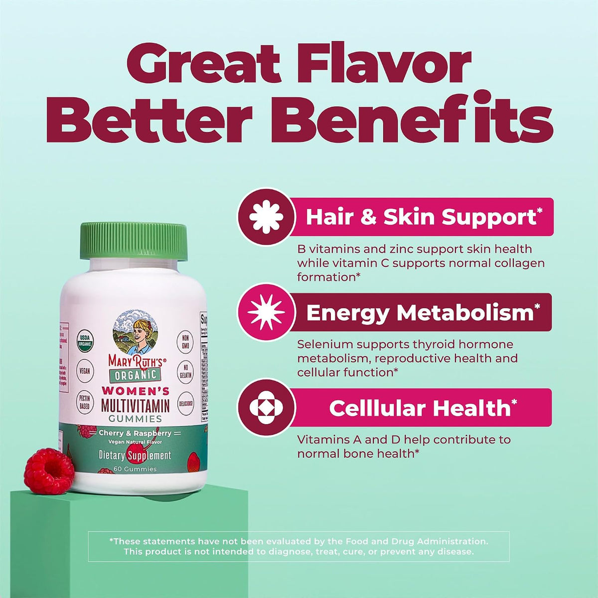 MaryRuth's Multivitamin Gominolas para Mujeres a partir de 14 Años | Apoyo Inmunológico | Salud de Piel y Cabello | Salud Reproductiva | Vitamina A C D E B6 B12 Biotina Zinc Yodo | Orgánico | Vegano | No GMO | 60 Unidades - görsel 5