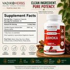 Vadik Herbs Cápsulas de corteza de Ashoka orgánica - 1000mg