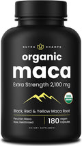 NutraChamps Maca Root Orgánica 2100mg, 180 Cápsulas, Mezcla de Maca Negra, Roja y Amarilla