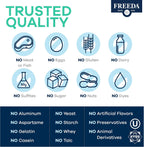 FREEDA Vitamin B-50 Complex – Super Quints B-Complex con B1, B2, B3, B5, B6, Biotina, Folato, B12, Colina e Inositol – 100 Cápsulas Veganas