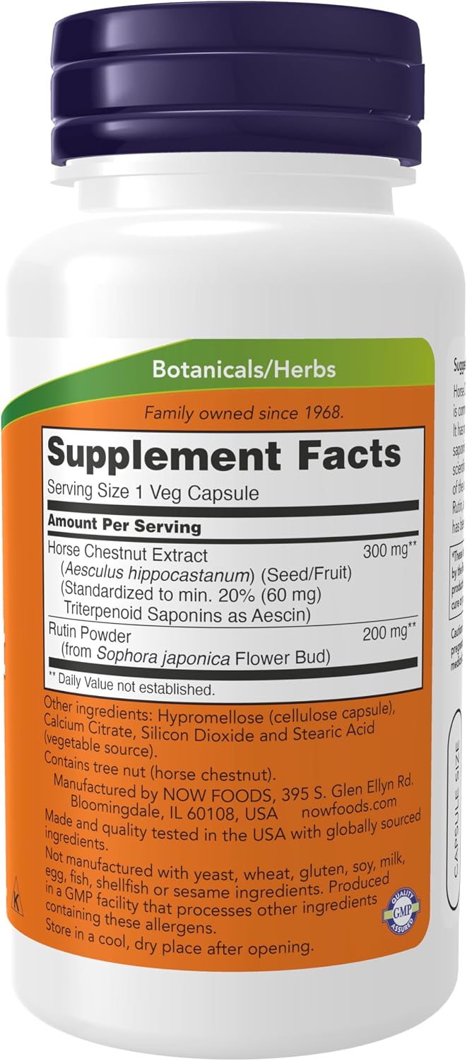NOW Foods, Horse Chestnut Extract 300 mg with Rutin, Circulatory Support, 90 Vegan Capsules