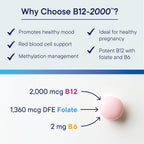 BIOTICS RESEARCH B12-2000™ Vitamina B12 2000 mcg, B6, Folato – Pastillas sublinguales, Apoyo a la metilación, Alta potencia, Sabor a bayas, 60 unidades