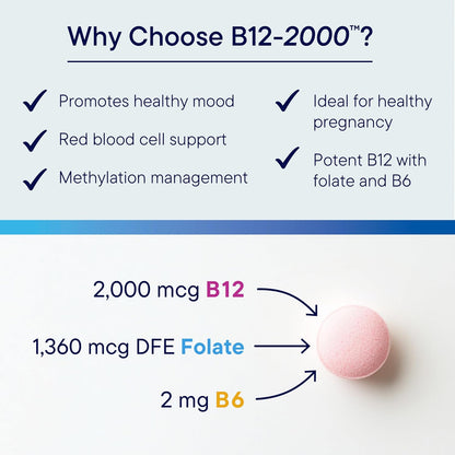 BIOTICS RESEARCH B12-2000™ Vitamina B12 2000 mcg, B6, Folato – Pastillas sublinguales, Apoyo a la metilación, Alta potencia, – Image 3