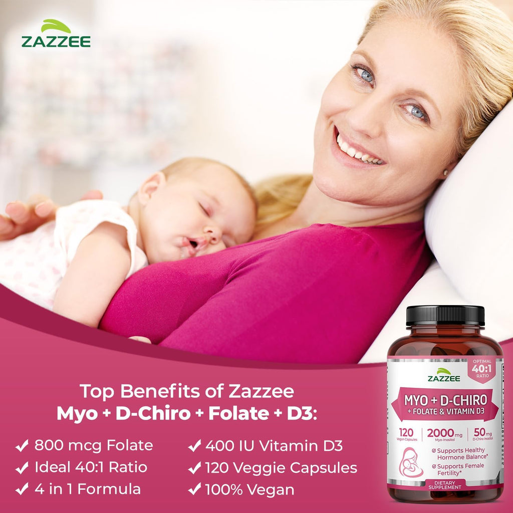 Myo & D-Chiro Inositol 40:1 con Vitamina D3 y Folato - 120 Cápsulas Veganas