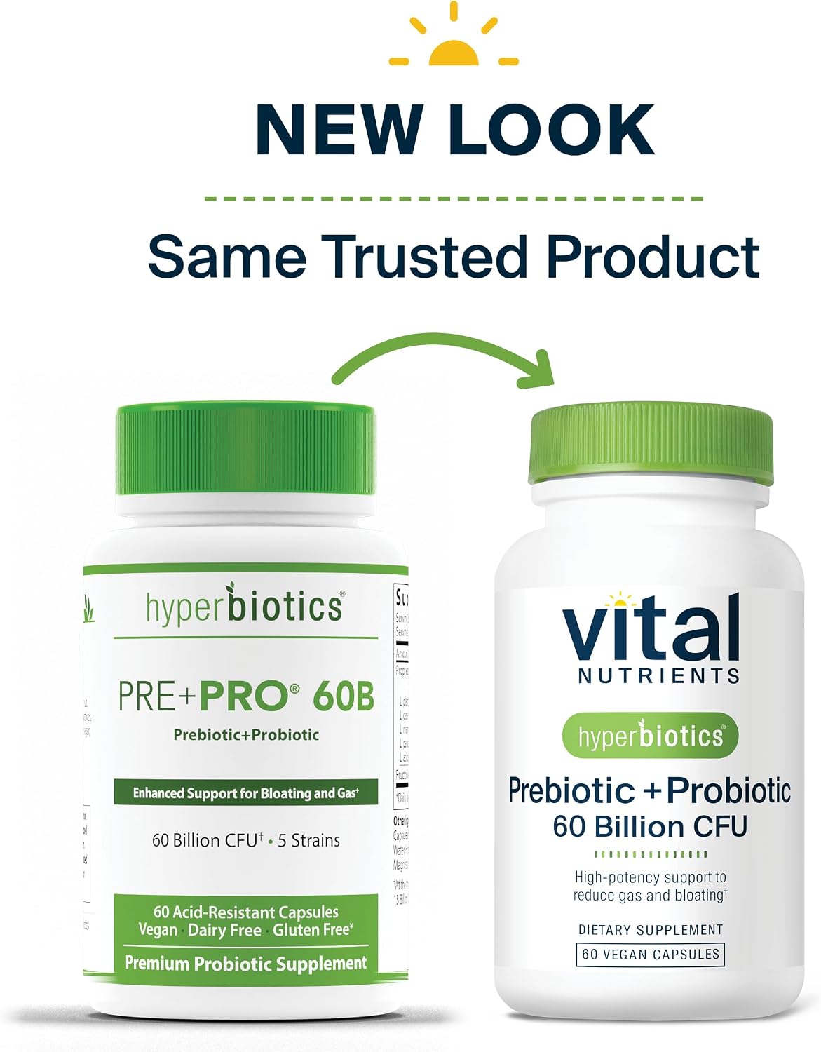 Hyperbiotics Vital Nutrients Prebiótico y Probiótico para Mujeres y Hombres | 60 mil millones UFC | Salud Digestiva | 60 Cápsulas Veganas