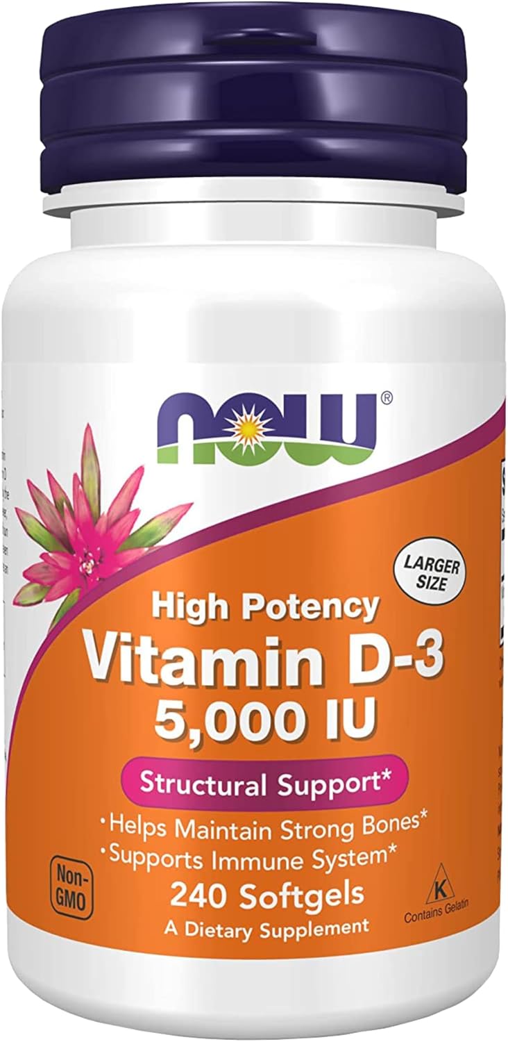 NOW Vitamin D-3 5.000 UI, 120 Cápsulas Blandas