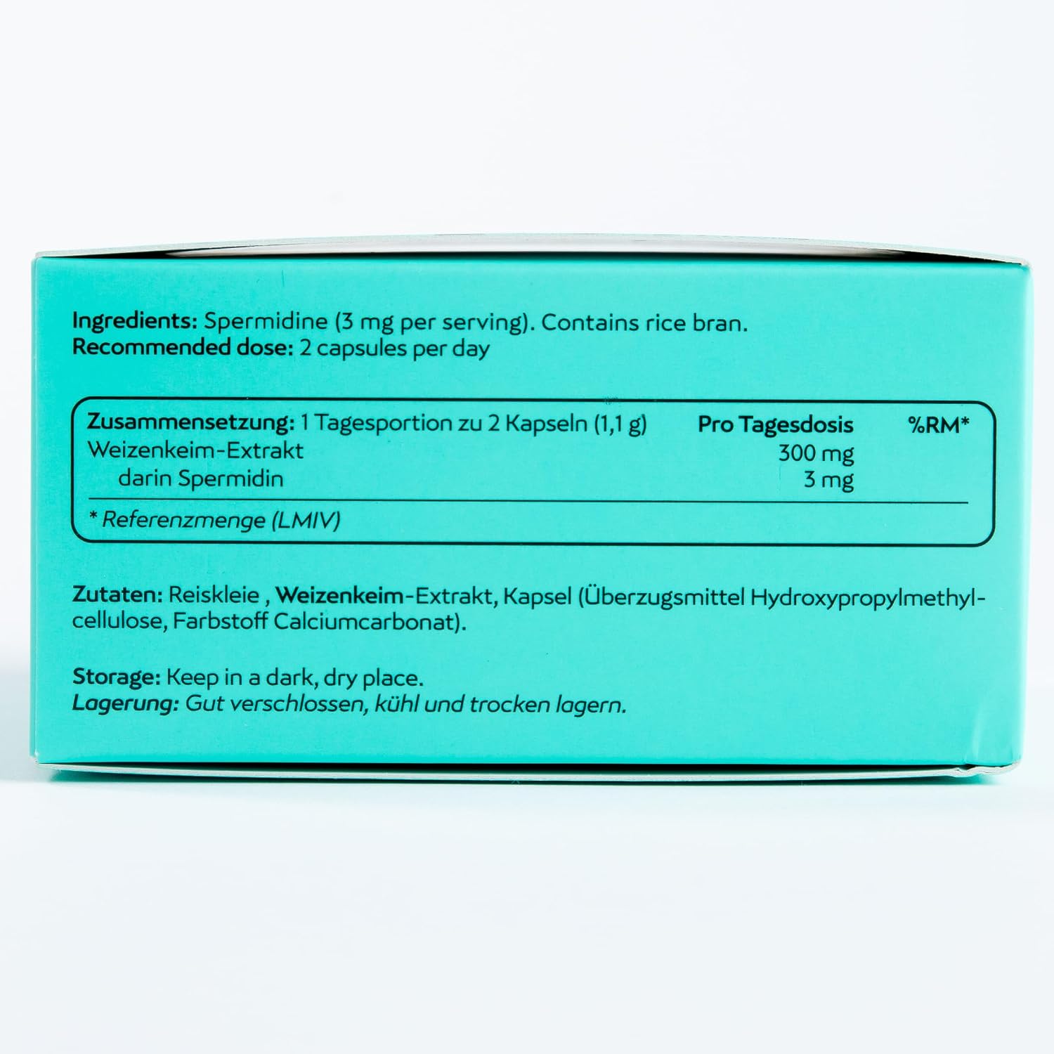 MASI Spermidine Supplement – 1.5mg, 60 Cápsulas, 1 Botella | Fabricado en Alemania, Testado en Suiza | Renovación Celular para Longevidad, Metabolismo, Inmunidad, Salud Cerebral y Cutánea | Vegano, No GMO