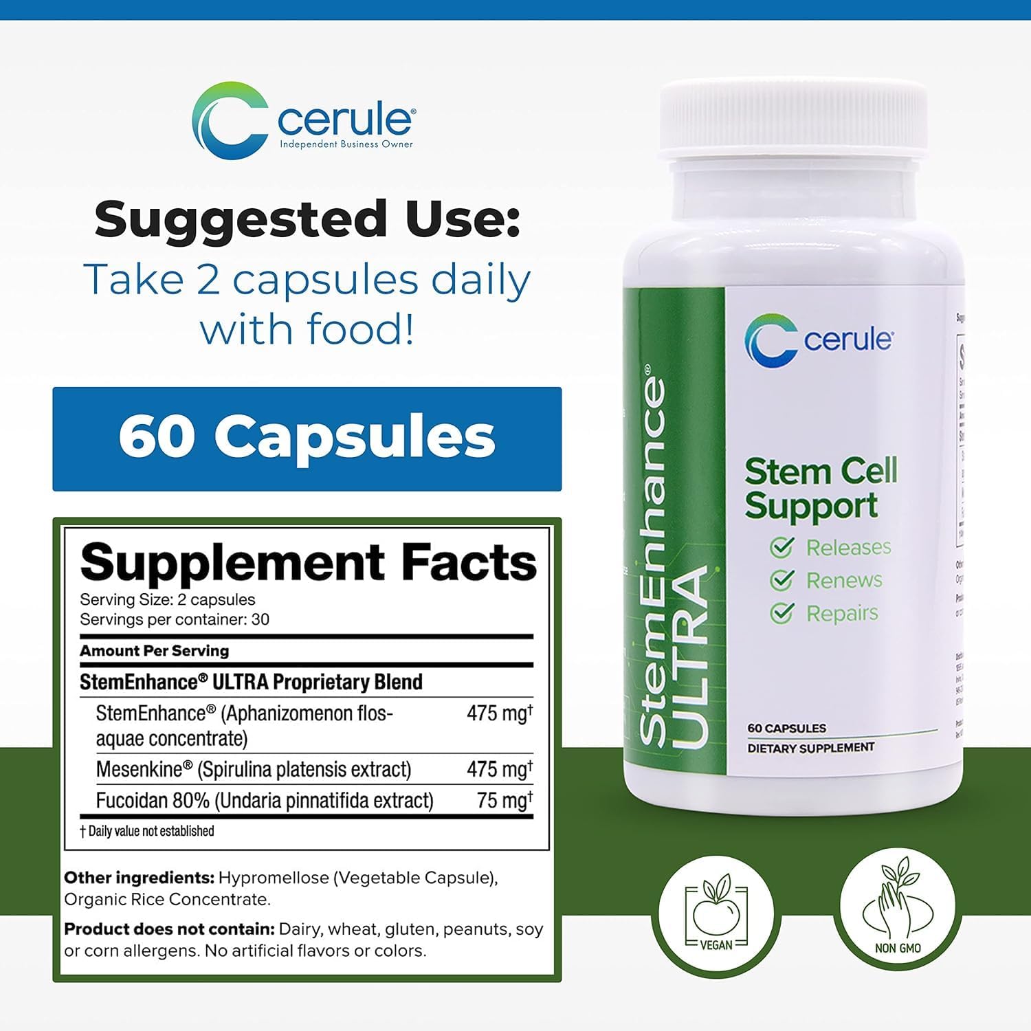 Cerule StemEnhance Ultra Pack Doble – Suplemento de Células Madre – 120 Cápsulas
