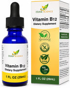 Herb-Science Vitamina B12 Líquida – Gotas Sublinguales de Cianocobalamina, Vegano, Sin Alcohol, 30 ml