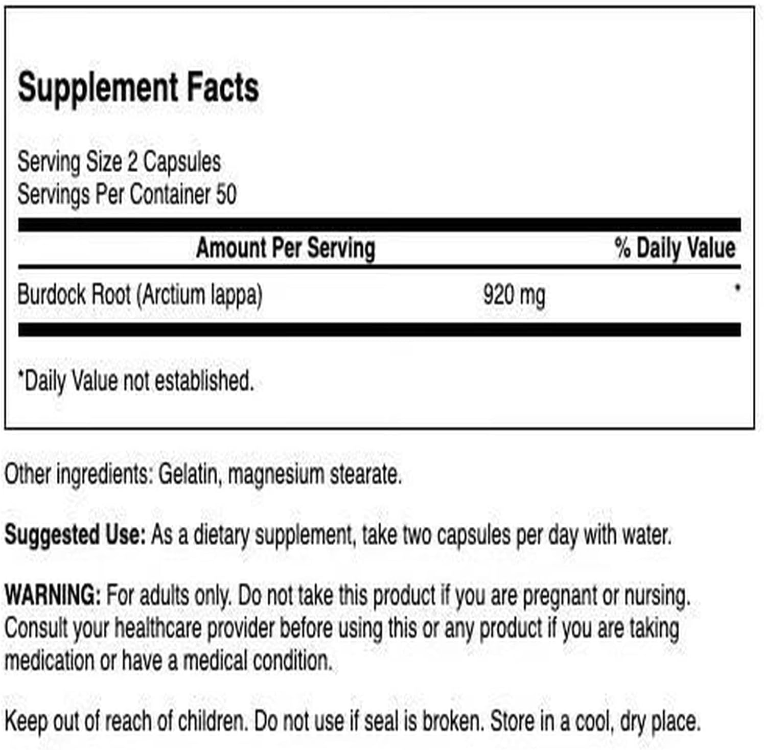 Swanson Raíz de Bardana 460 mg - 100 Cápsulas