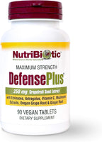 NutriBiotic – DefensePlus, 90 Comprimidos – Apoyo Inmunitario 11 en 1 con Vitamina C, Zinc, Extracto de Semilla de Pomelo, Equinácea, Astrágalo y Hongos – Vegano y Sin Gluten