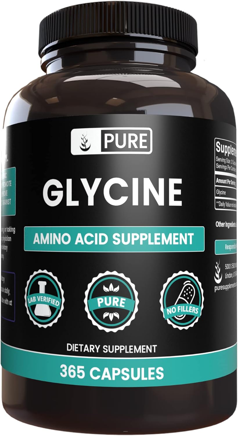 PURE ORIGINAL INGREDIENTS Glicina (365 Cápsulas) - Sin Magnesio, Sin Rellenos, Siempre Puro