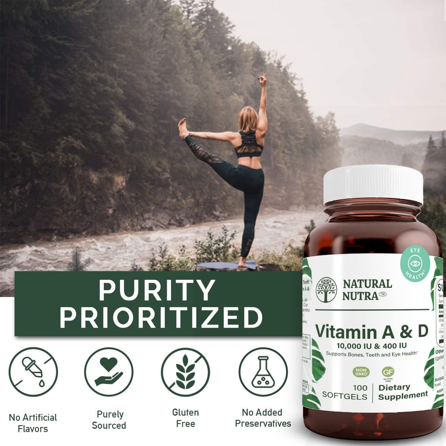 Natural Nutra Vitamina A y D, 100 Cápsulas Blandas