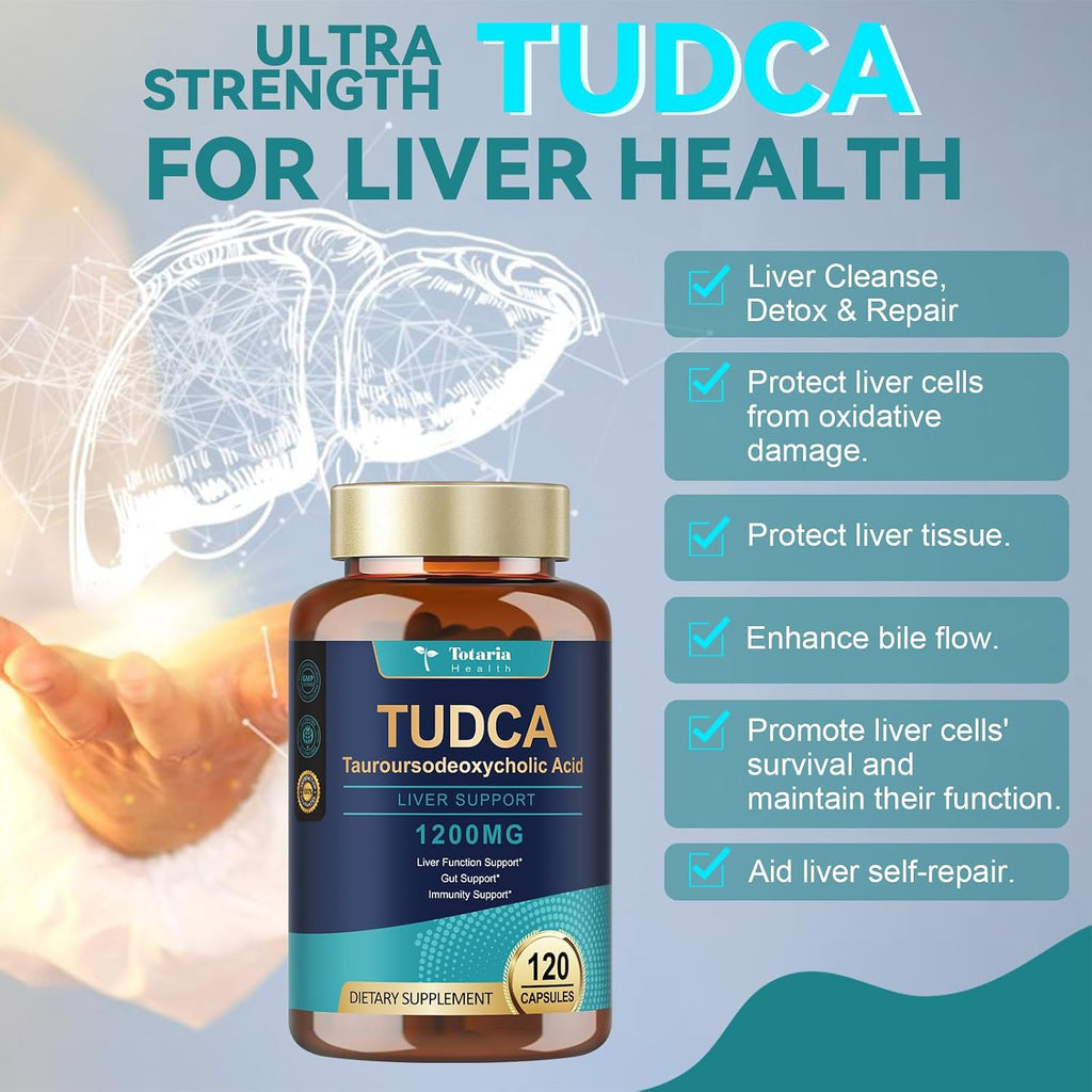 Totaria TUDCA 1200mg – Suplemento Hepático, 120 Cápsulas