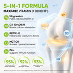 5-in-1 Vitamin D3 K2 Drops - Vitamina D3 10000 UI y K2 (MK-7) 200 mcg con Magnesio, Zinc y MCT Oil - 60 ml, 60 Días