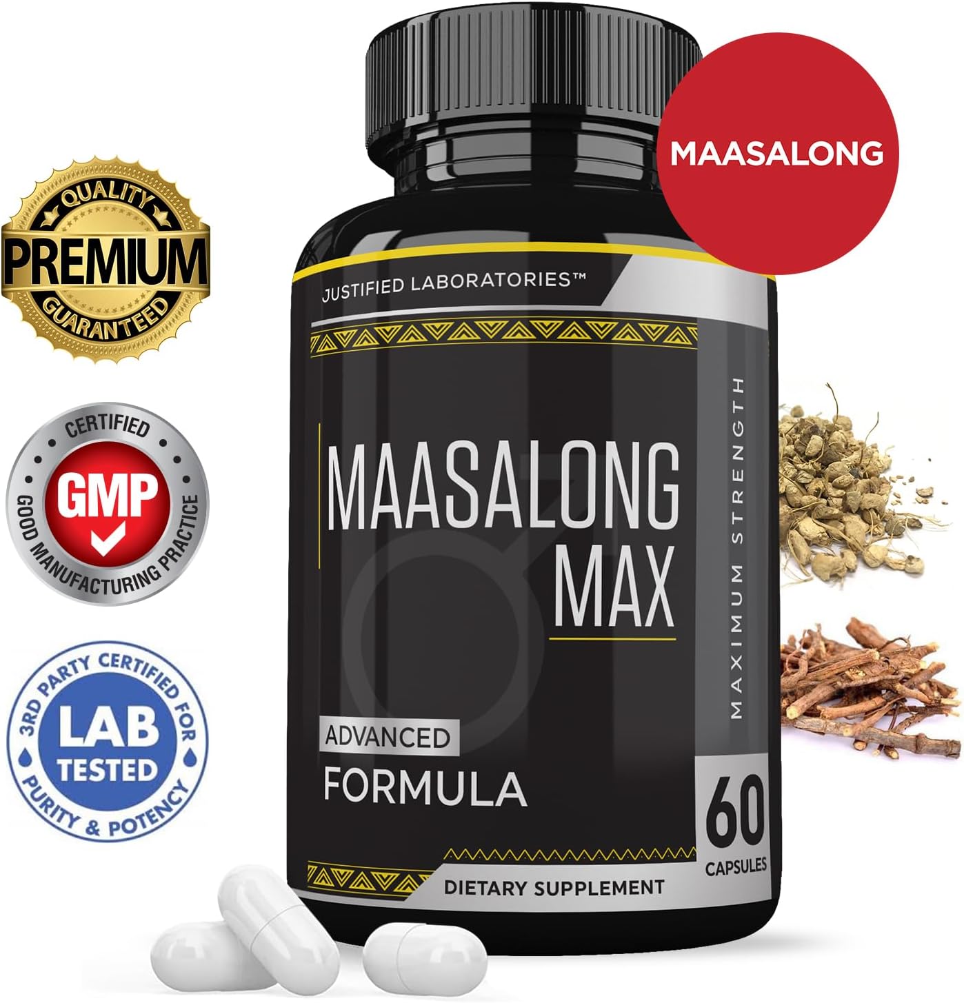 Maasalong Max 1600MG Fórmula Avanzada para la Salud Masculina (2 Paquetes, 120 Cápsulas)