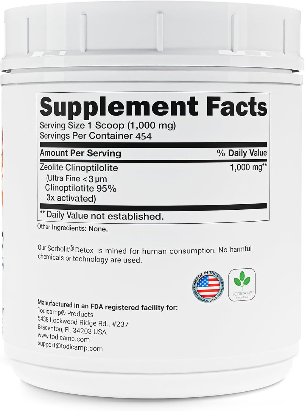 TODICAMP Zeolite Detox Sorbolit - Zeolite Binder Supplement for Full Body Detox - Gut Cleanse, Cellular and Liver Detox (1 Pound (Pack of 1))