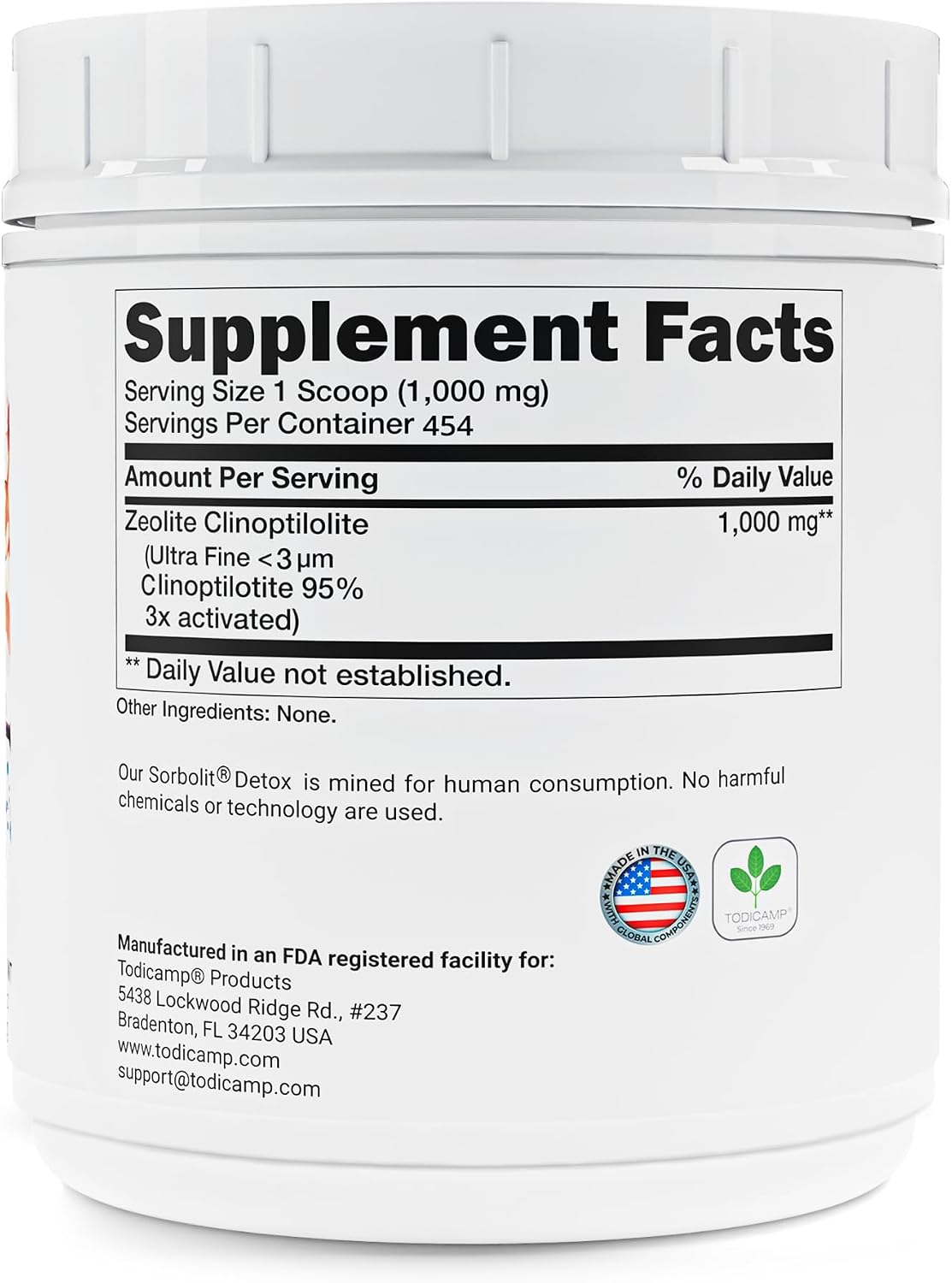 TODICAMP Zeolite Detox Sorbolit - Zeolite Binder Supplement for Full Body Detox - Gut Cleanse, Cellular and Liver Detox (1 Pound (Pack of 1))