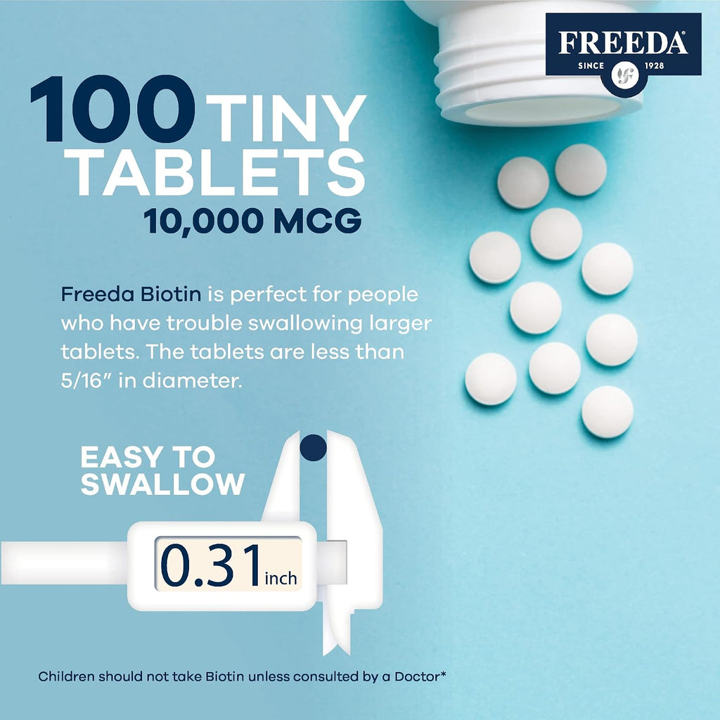 FREEDA Biotina 10.000 mcg – Pequeñas pastillas para el cabello, la piel y las uñas
