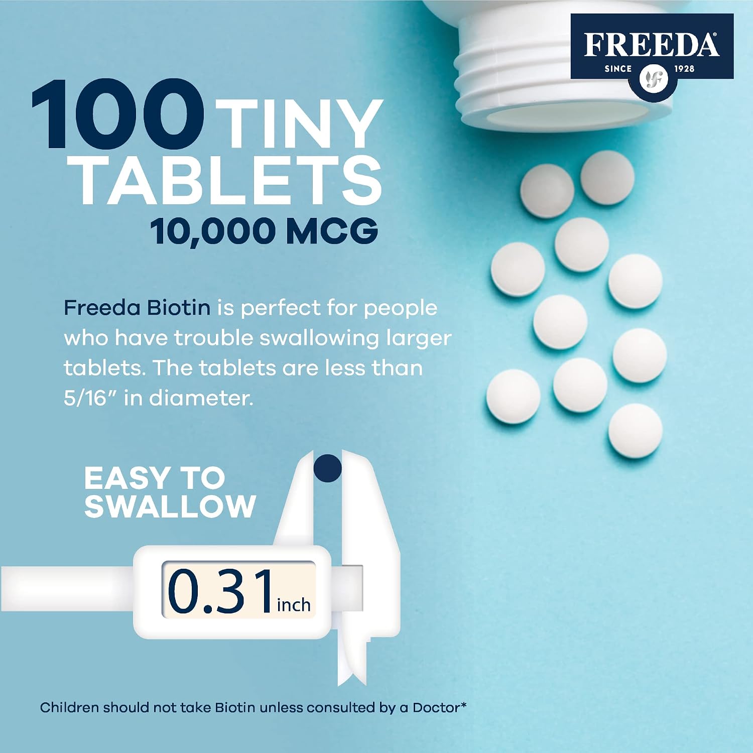 FREEDA Biotina 10.000 mcg – Pequeñas pastillas para el cabello, la piel y las uñas