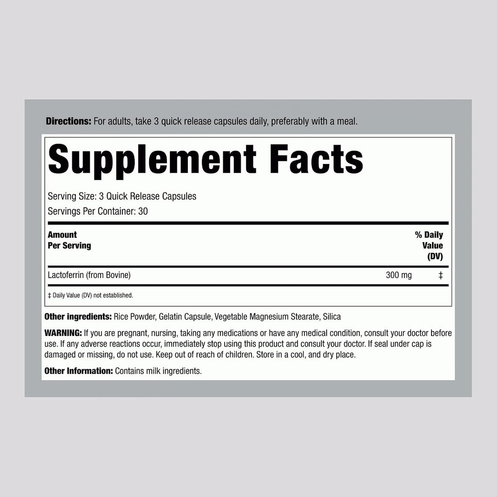 Piping Rock Lactoferrina 300mg | 90 Cápsulas | Liofilizada