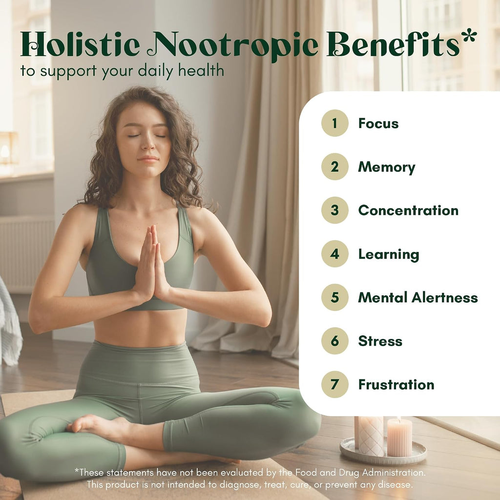 Rootful Mind Alpha Focus Nootrópico - Suplemento para la Memoria y Concentración - 60 Cápsulas