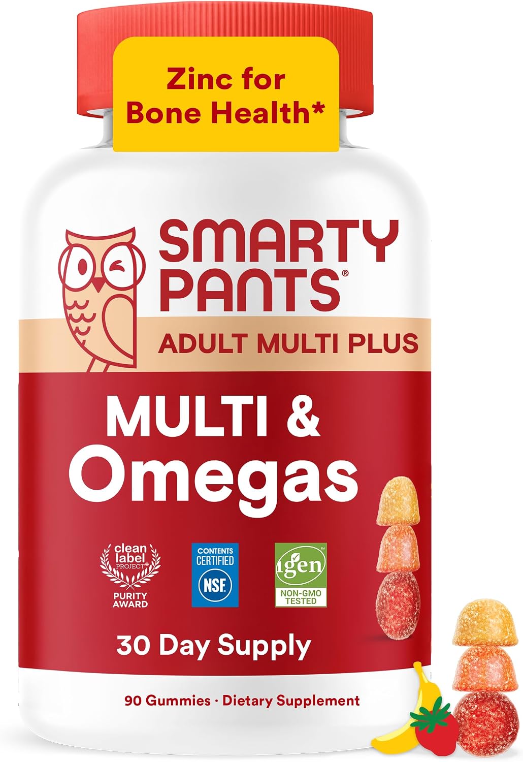 SmartyPants Plus Multi & Omegas Multivitamínico en Gominolas para Hombres y Mujeres – 90 Gominolas (30 Días)