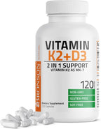Bronson Complejo de Vitamina D3 (5000 UI) y K2 MK-7 (90 mcg) – 60 Cápsulas