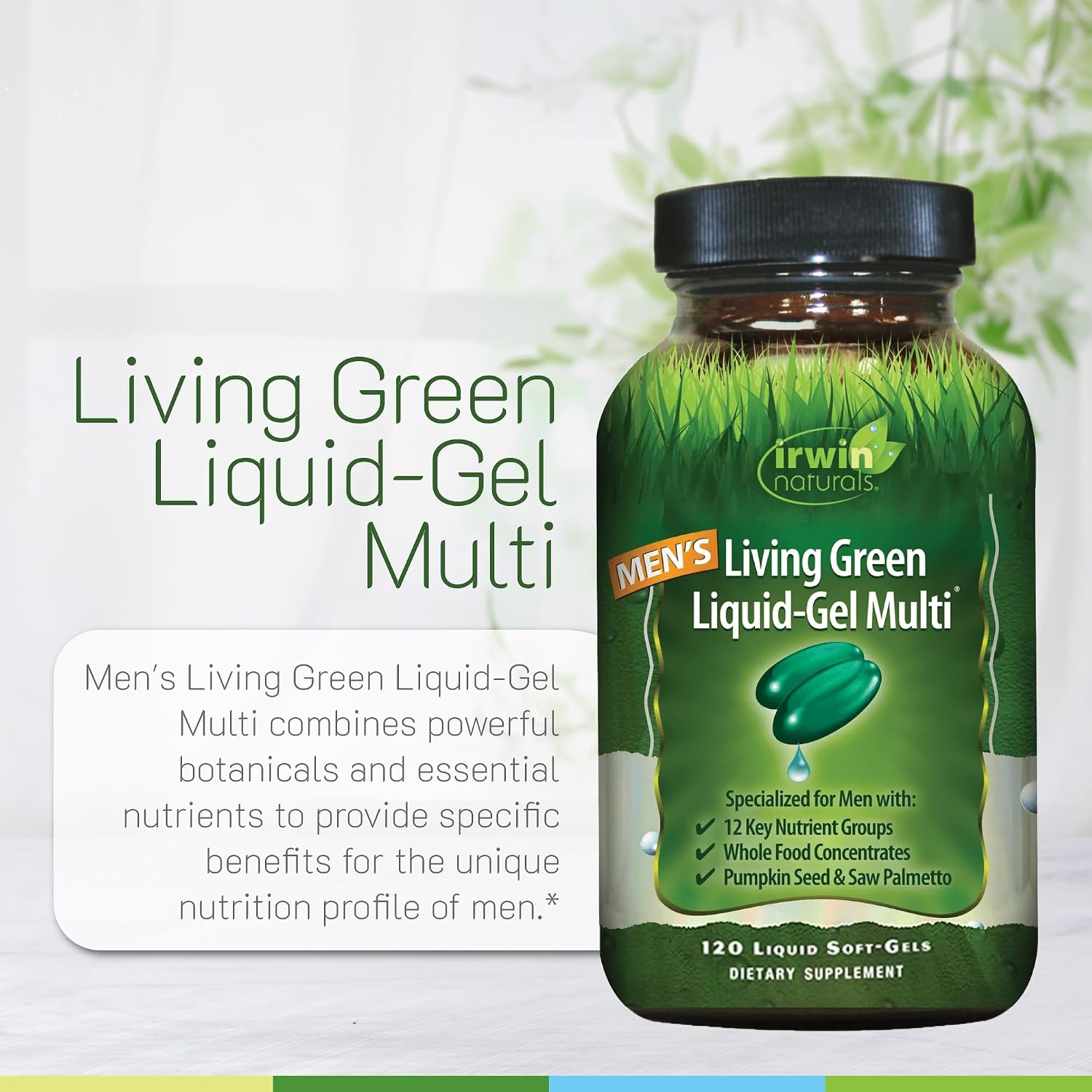 Irwin Naturals Multivitamínico Diario Living Green para Hombres - 120 Cápsulas Blandas Líquidas