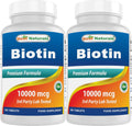 Best Naturals Biotina (Vitamina B7), 10.000 mcg - 365 Comprimidos (Paquete de 2)