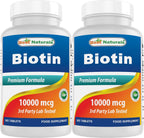 Best Naturals Biotina (Vitamina B7), 10.000 mcg - 365 Comprimidos (Paquete de 2)