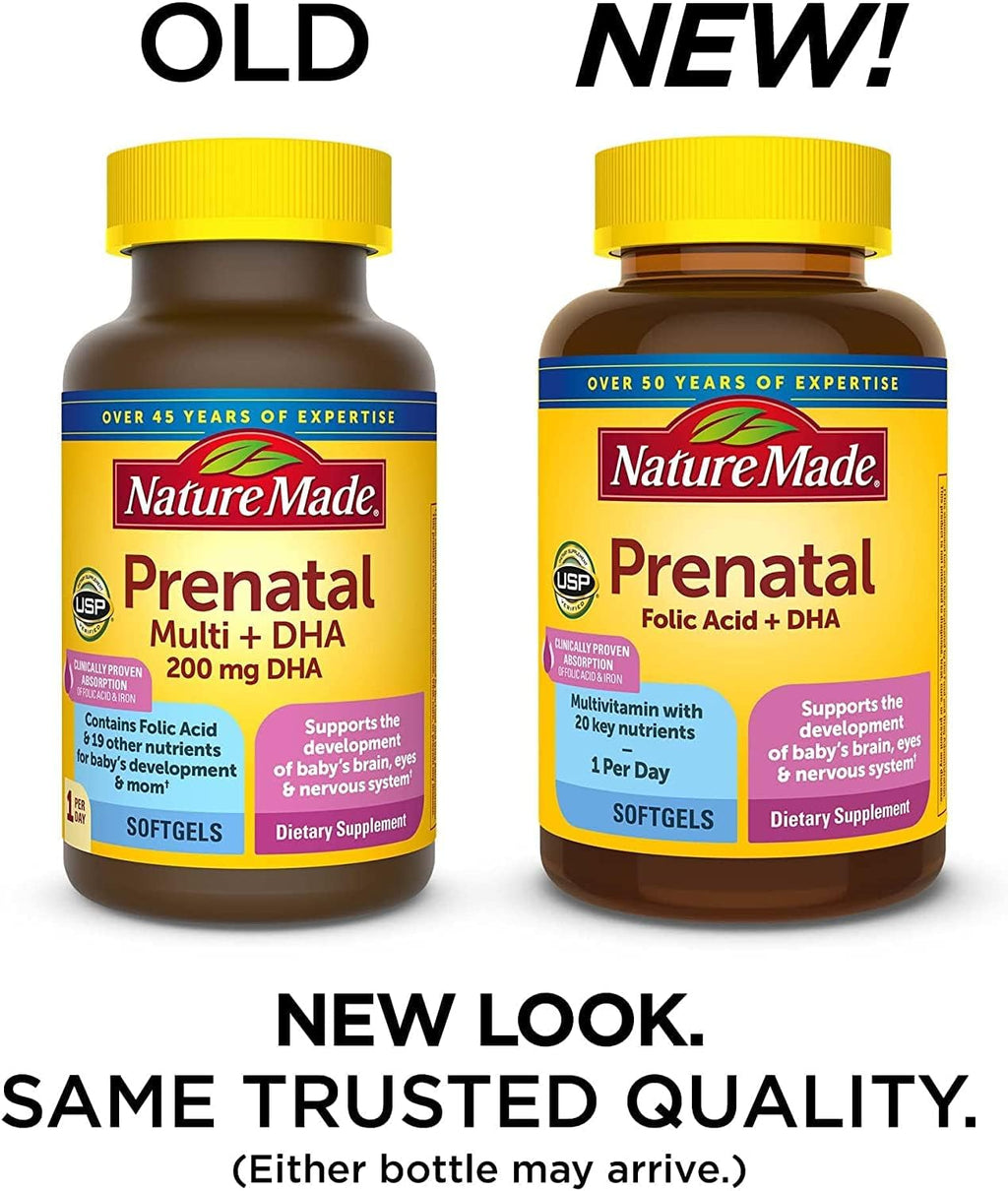 Nature Made Prenatal Multivitamin + DHA 200 mg, Cápsulas Blandas