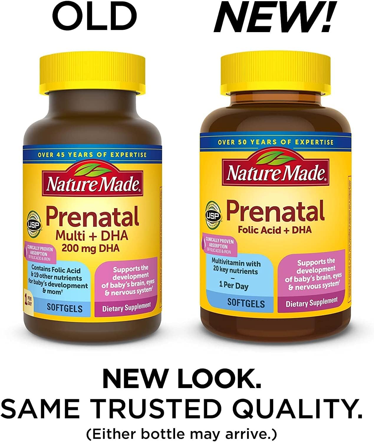 Nature Made Prenatal Multivitamin + DHA 200 mg, Cápsulas Blandas