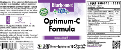 BlueBonnet Optimum C Fórmula - Vitamina C 1000 mg con Bioflavonoides - 180 Cápsulas Vegetales – Image 2