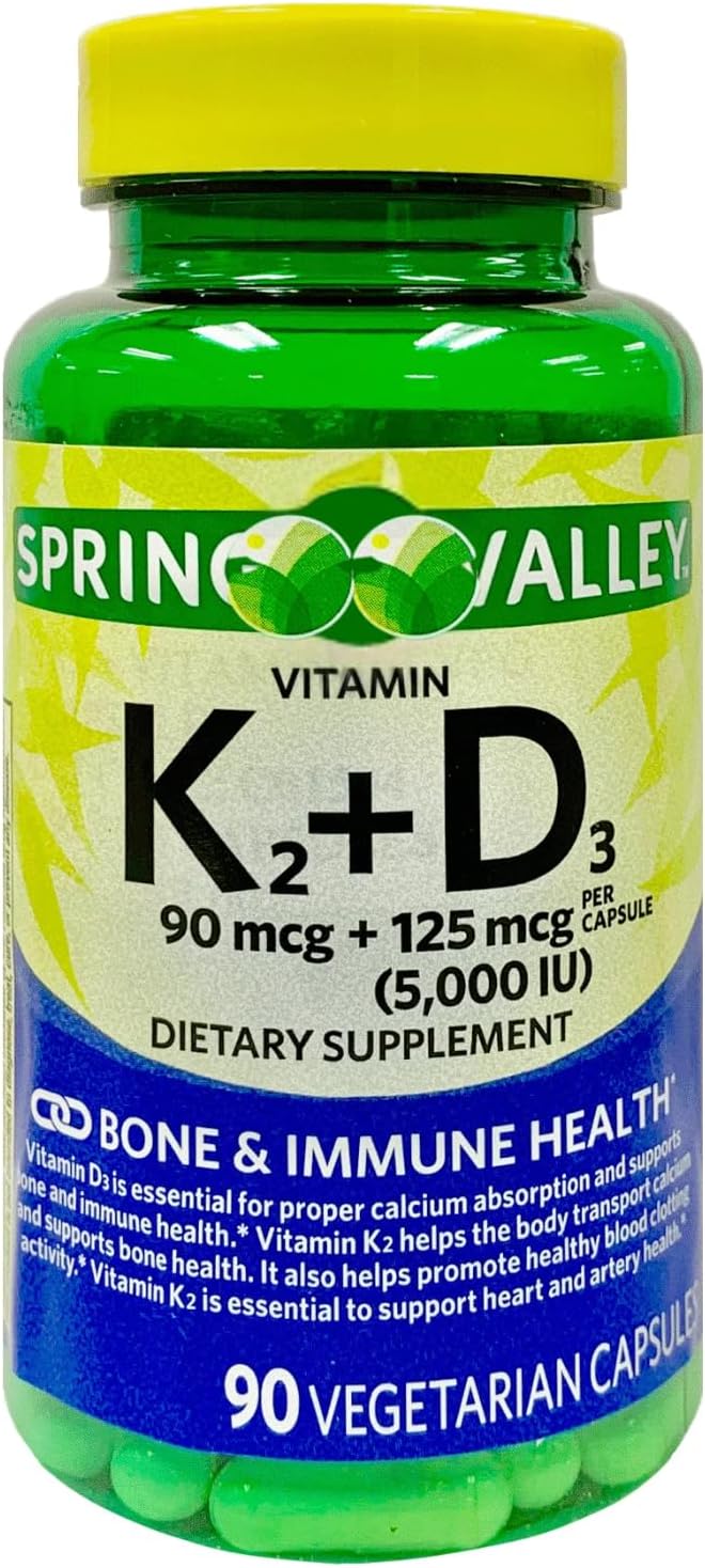 Vitamina K2 + D3 Cápsulas Vegetarianas, Salud Ósea e Inmune (90 cápsulas)