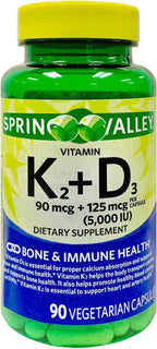 Vitamina K2 + D3 Cápsulas Vegetarianas, Salud Ósea e Inmune (90 cápsulas)