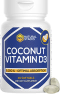 Natural Stacks Vitamina D3 5000 UI con Aceite de Coco - 30 Cápsulas Blandas